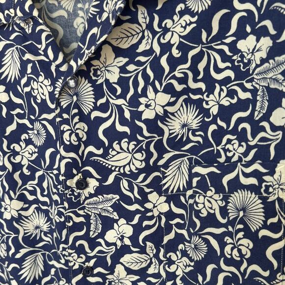 Daniel Cremieux Men's Blue + Tan Floral Tropical Short Sleeve Shirt Size XL - Picture 5 of 6